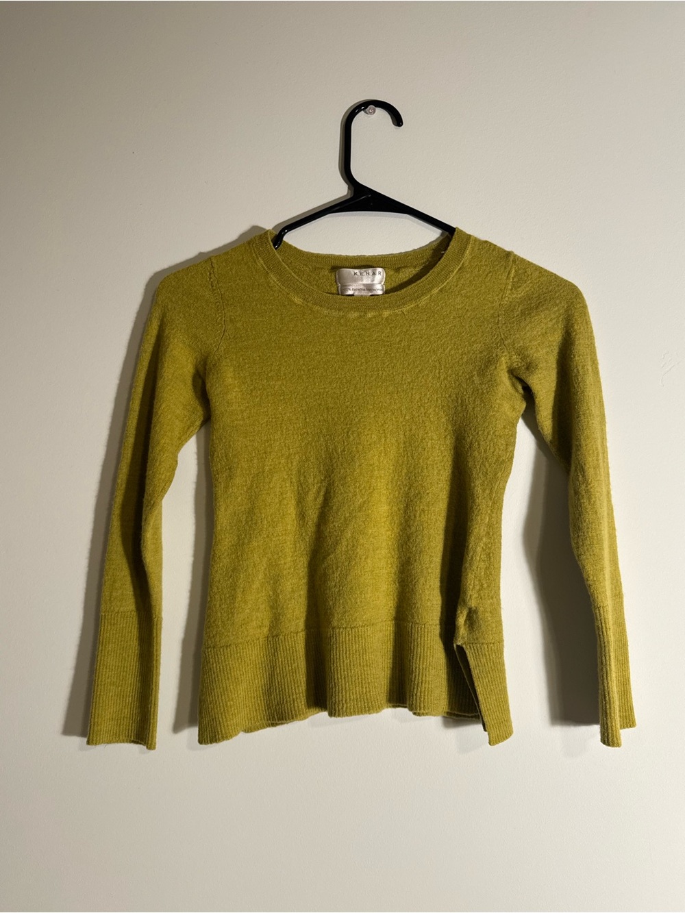 Wool Green Knit Sweater - Crewneck Long Sleeve